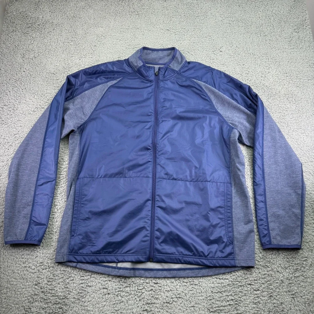 Rhone Jacket Men's XL Blue Grey Heather Tech Hybrid Full Zip Track Athletic